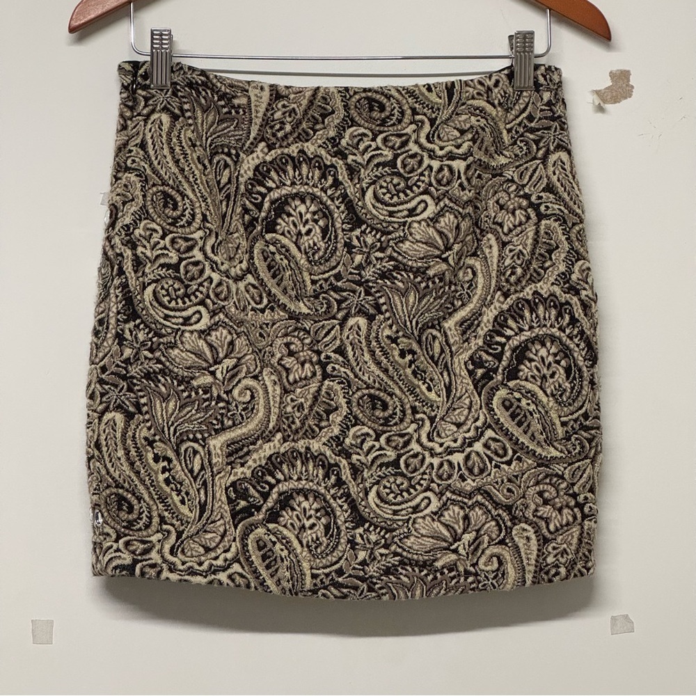 Guess Beaded Jacquard Mini Skirt Paisley Gold Black 10
